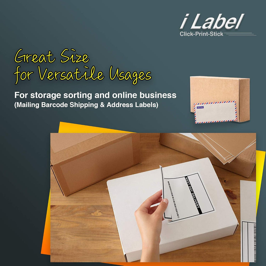 8.5" x 5.5" Half Sheet Self Adhesive Sticker Paper Shipping Labels for Laser & Inkjet Printers[50 Sheets,100 Labels]