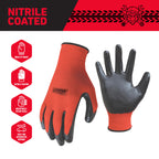 General Purpose Nitrile Coated Work Gloves, Size Large, 12 Pack,Red
