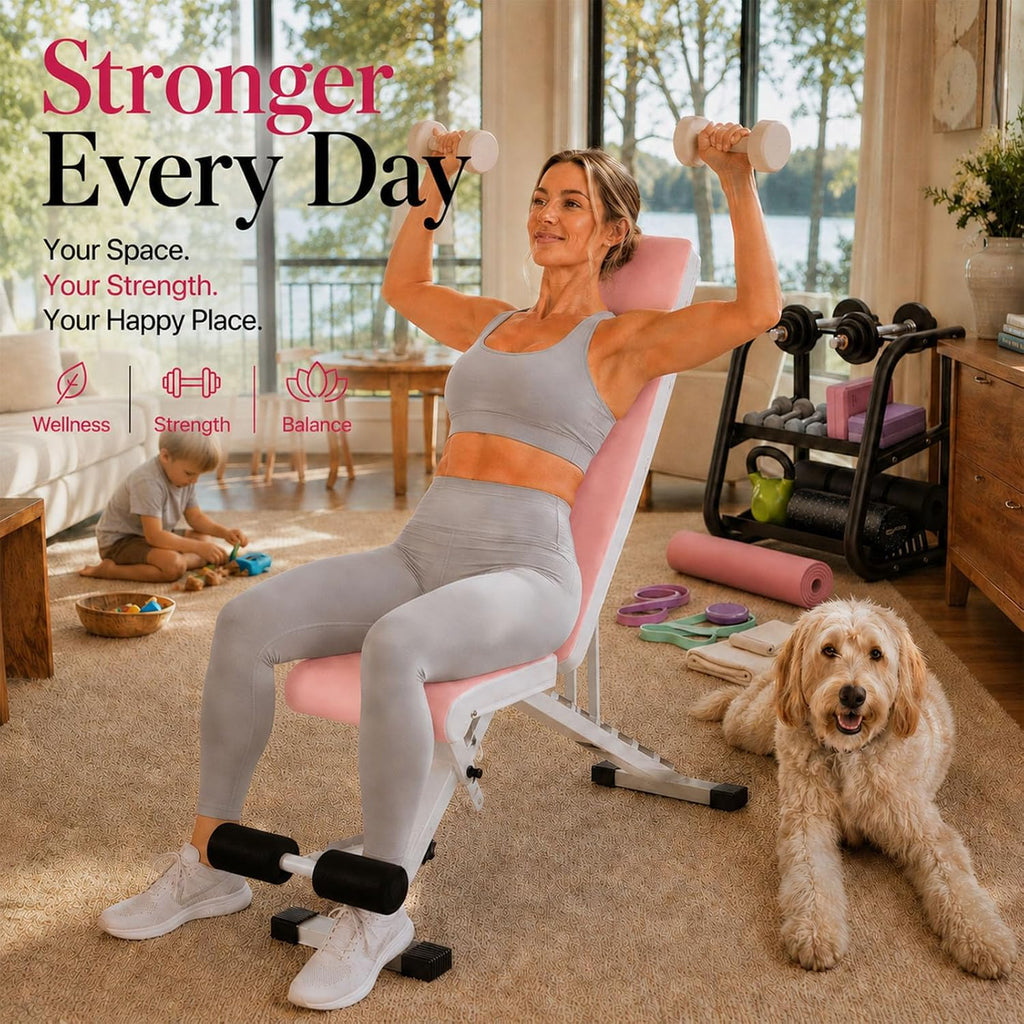 Adjustable Weight Bench, Foldable Workout Bench for Home Gym | Fast Folding & 7-Position Incline/Decline, Heavy Duty
