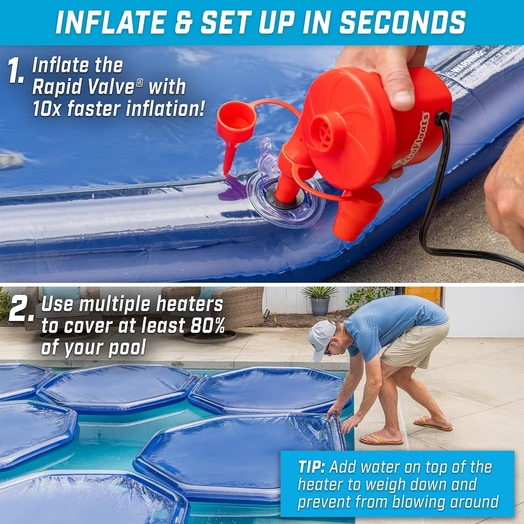 V2 Inflatable Solar Pool Heaters for Affordable Pool Heating and Insulation - 3 Pack