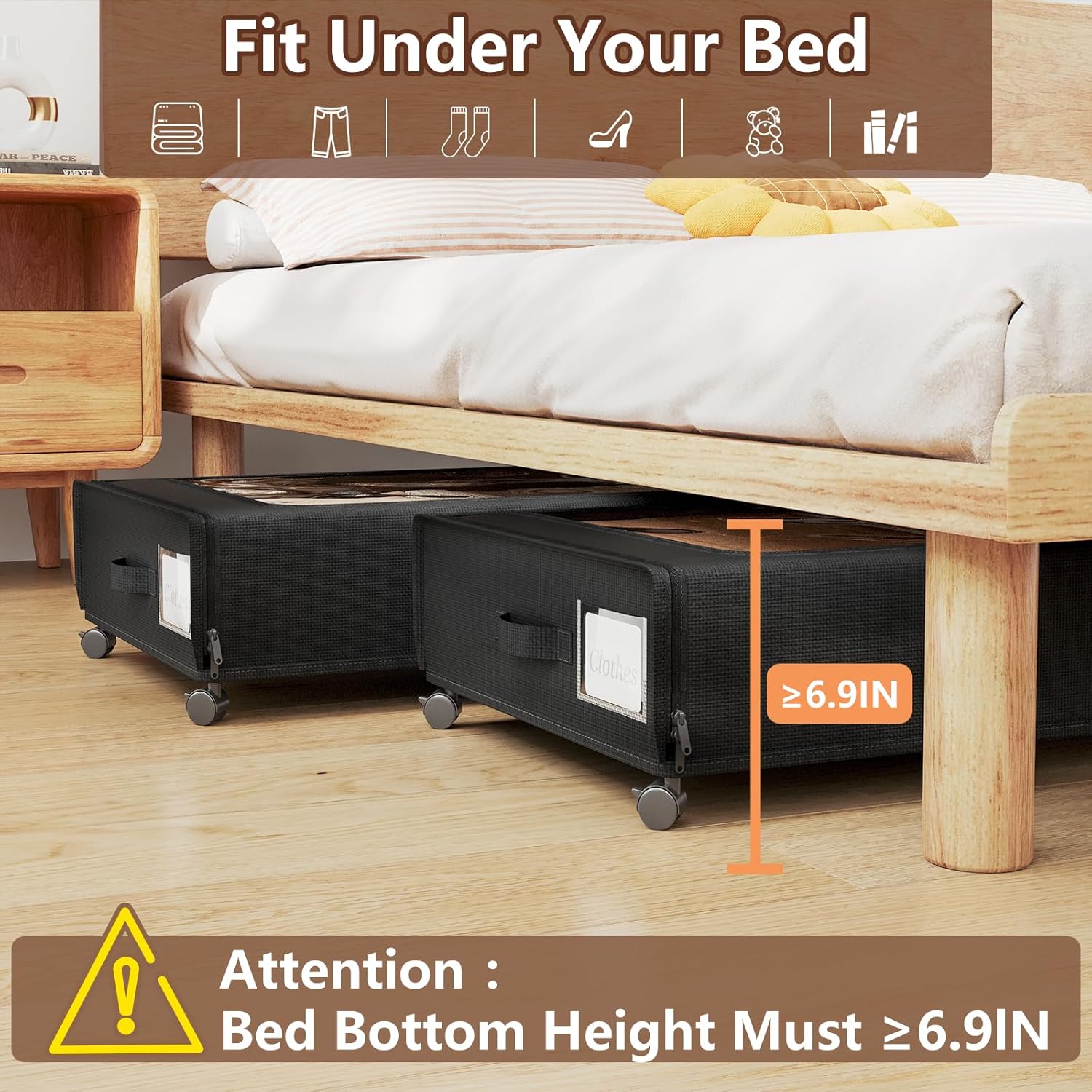 XXXXL Extra Long Under Bed Storage with Wheels,BIGGEST Size Available(66L) under the bed storage Organizer with