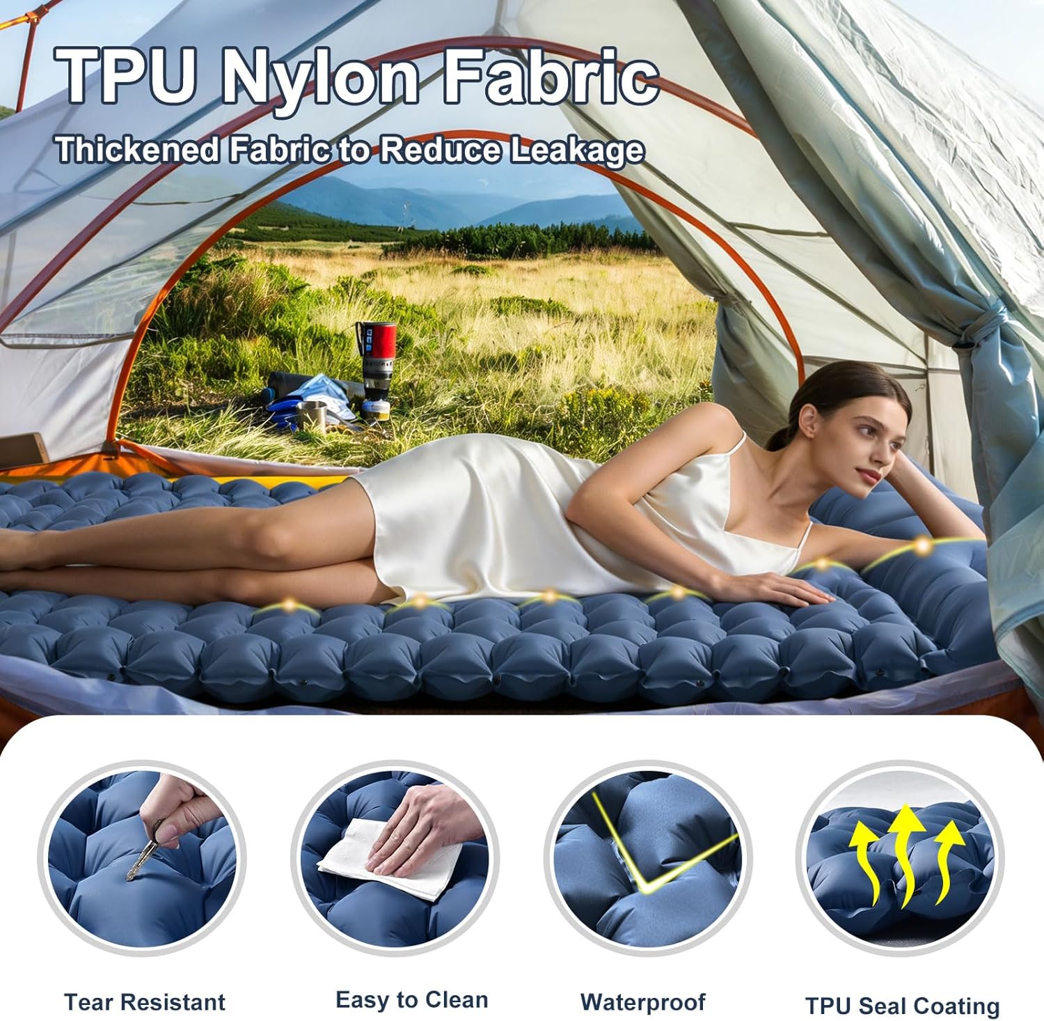 Sleeping Pad Camping, Ultra Lightweight & Compact Mattress for Outdoor & Indoor, Portable Sleeping Mat with Built-in