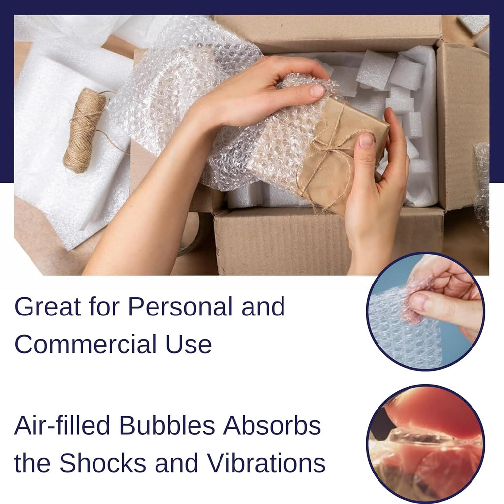 Bubble Roll Wrap 12" x 100', 2-Pack 5/16" Perforated Medium Cushioning
