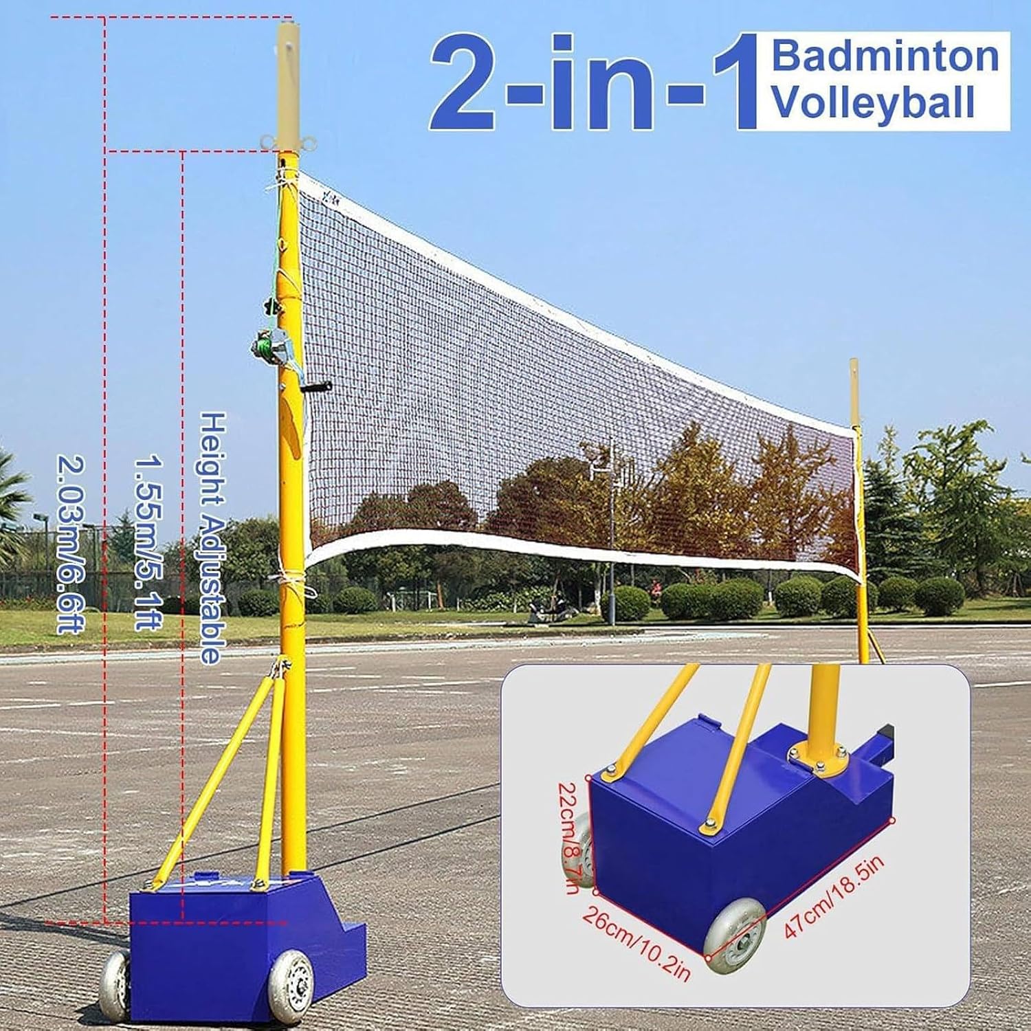 Portable Badminton Volleyball Net Set – Freestanding Indoor/Outdoor Training Net with Poles – Perfect for Backyard