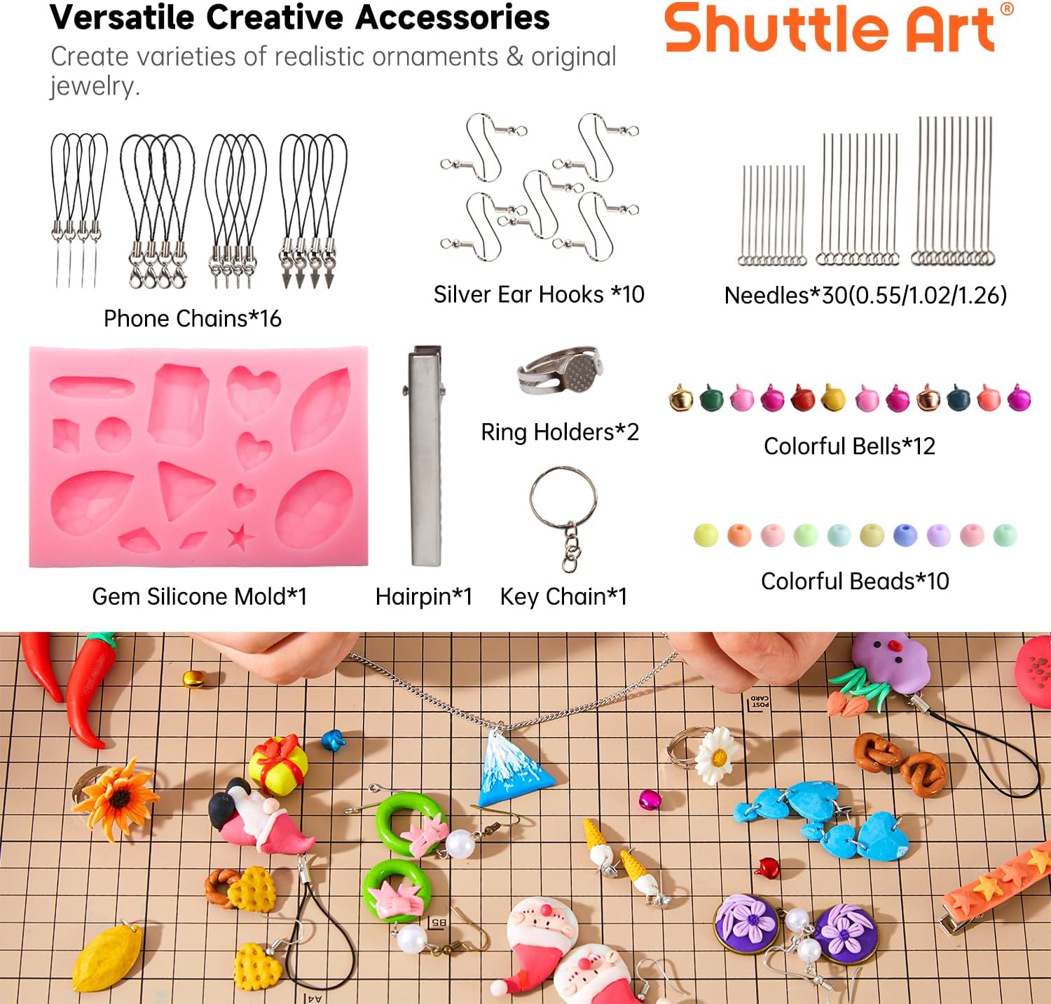 Polymer Clay Kit, 50 Colors Oven Bake Clay for Kids with 19 Carving Tools and 10 Accessories, Non-Sticky, Non-Toxic