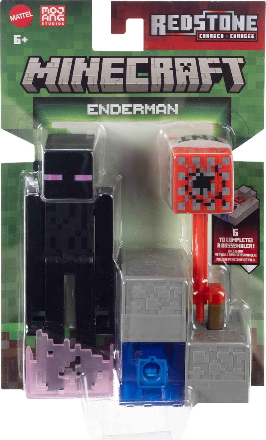 Minecraft Toys, Enderman Action Figure with Accessory & Redstone Building Piece, 3.25-inch Scale Collectible Set