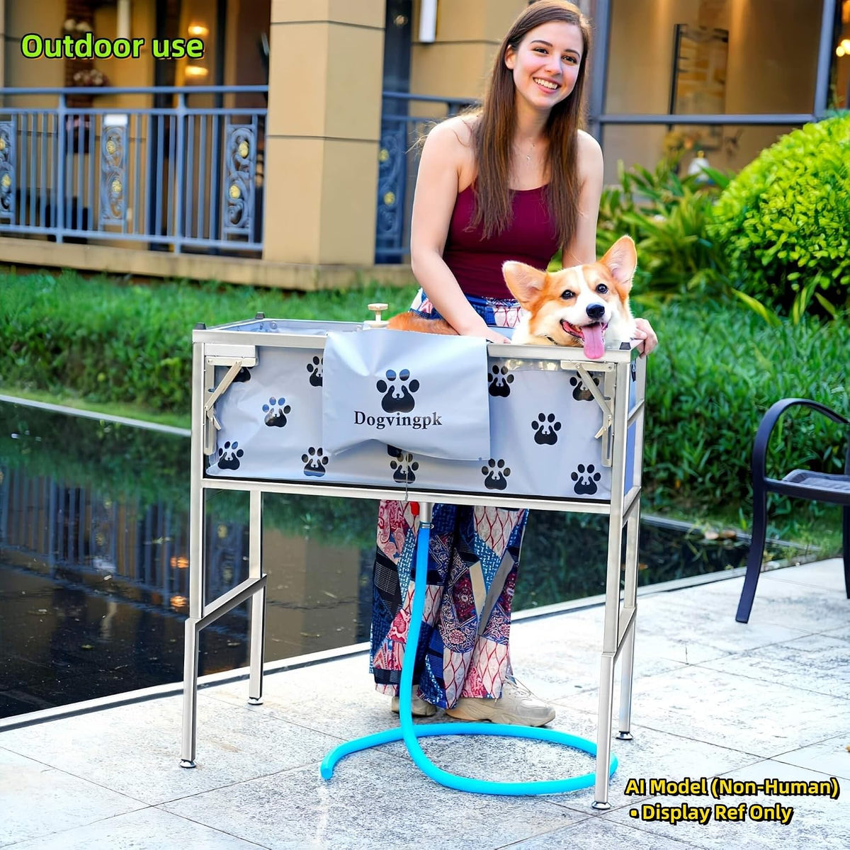 Portable Foldable Dog Bathtub, 300 lb Capacity for Medium and Large Dogs