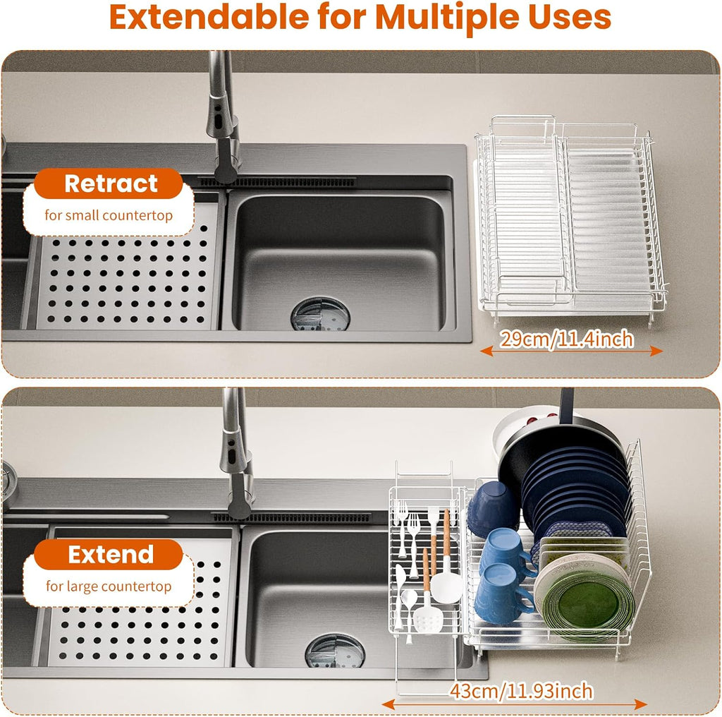 Dish Drying Rack Stainless Steel 304 Expandable Large