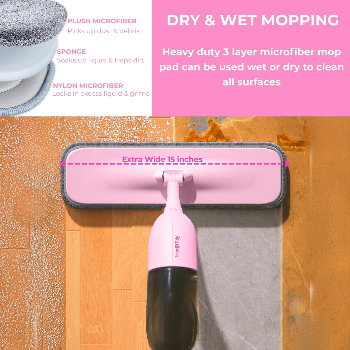 Heavy Duty Spray Mop Kit for Floor Cleaning, Refillable Water Tank