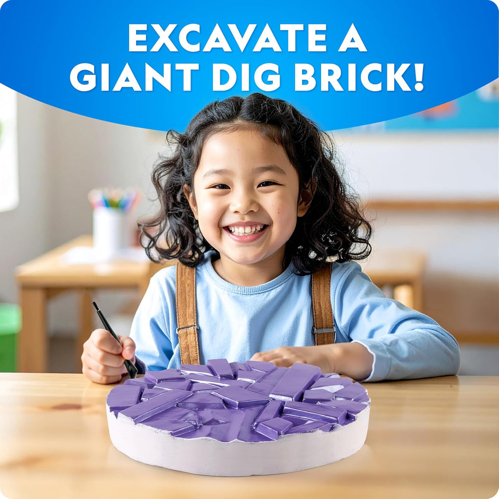 National Geographic Gigantic Gemstone Dig Kit with 100 Real Gems | Giant Dig Brick, Amethyst Quartz and Tiger's Eye