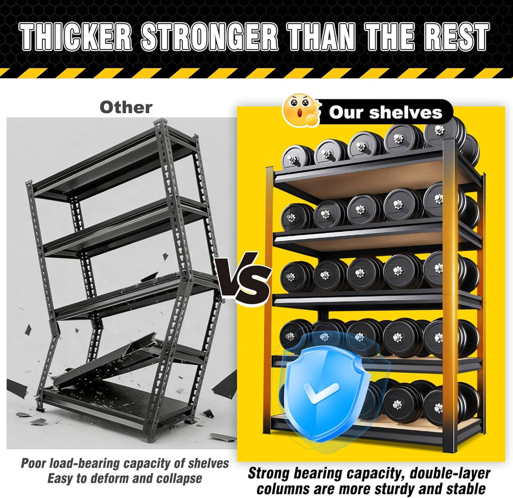 71.2" H Garage Shelving Heavy Duty Storage Shelves, Metal Adjustable Shelving Unit, Utility Garage Organizer Shelf