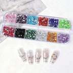 3000PCS Nail Gems and Rhinestones, Multicolor 2mm Gemstones for Nails, Flat Back Rhinestone Nail Charms for Nailart