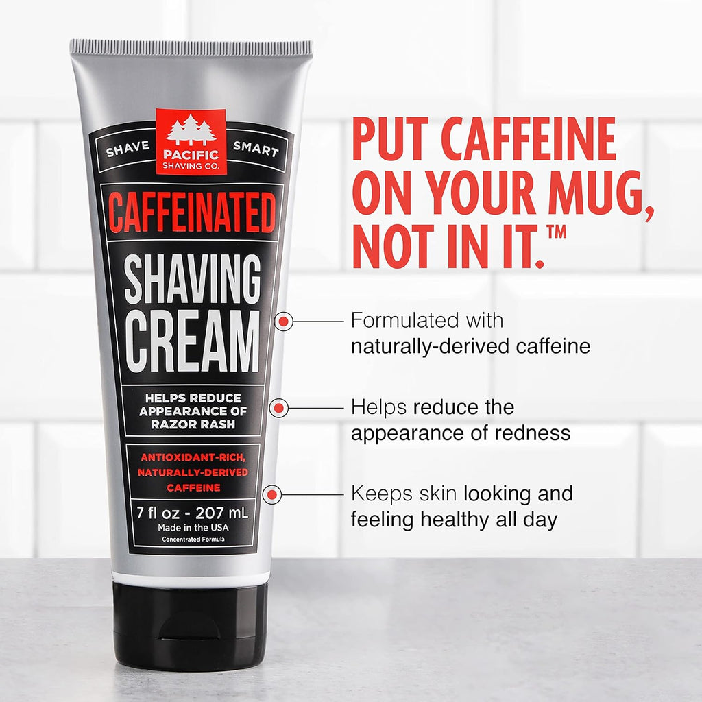 Caffeinated Shaving Cream & Aftershave Set - Shave Kit for Men - Antioxidant + Caffeine Enriched Shave Cream +