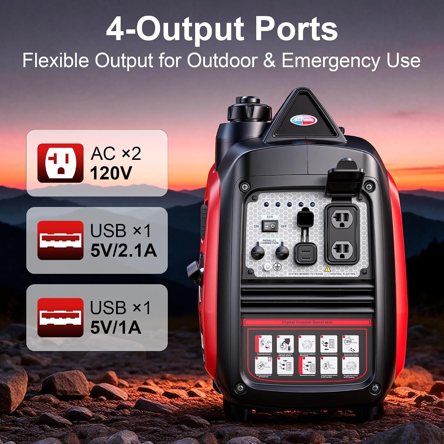 2000W Portable Inverter Generator for Home Use, Quiet Small Generator for Camping Outdoor, EPA Power Station with