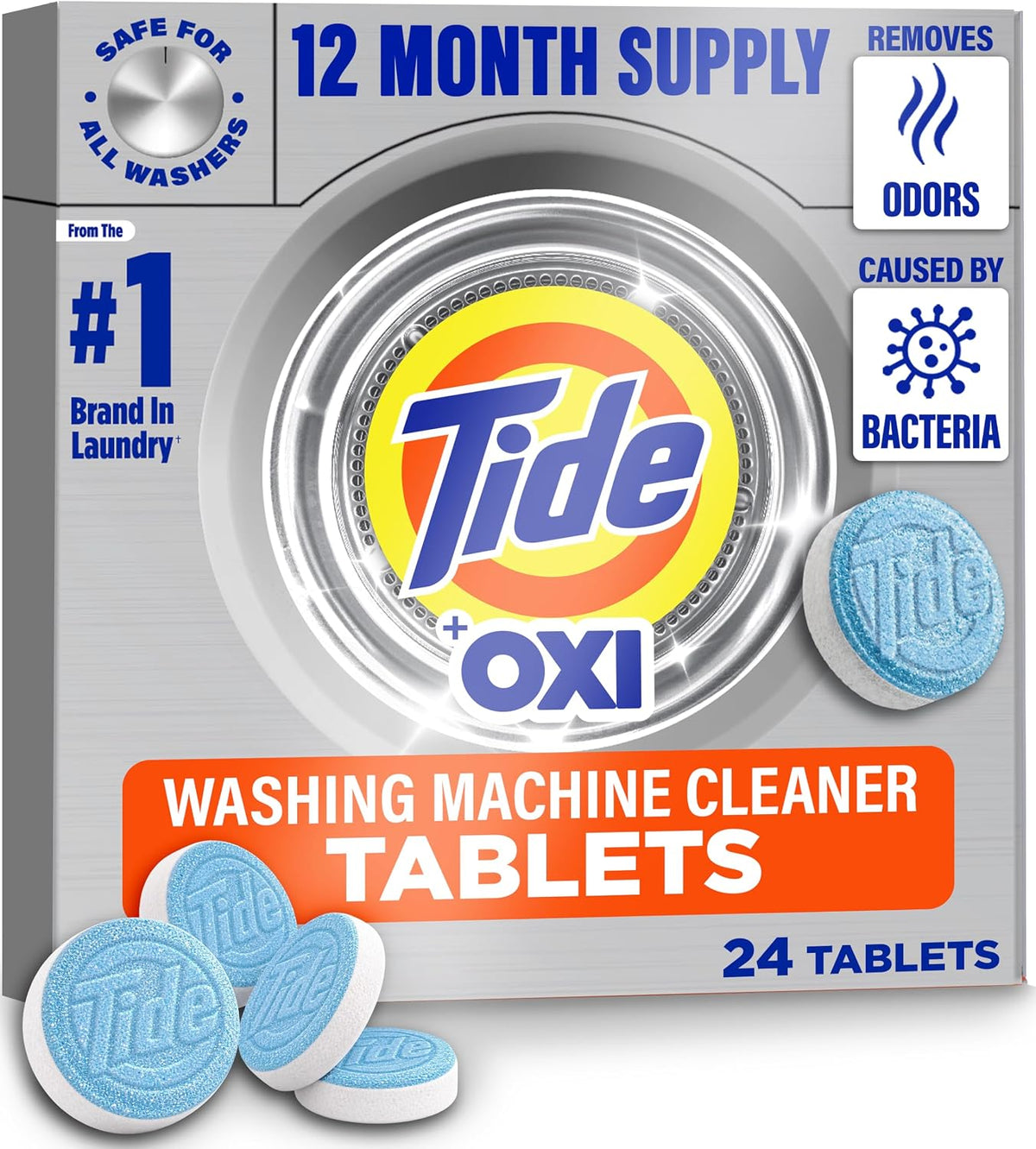 Washing Machine Cleaner Tablets with Oxi, Fresh Scent, 24 Count Pack