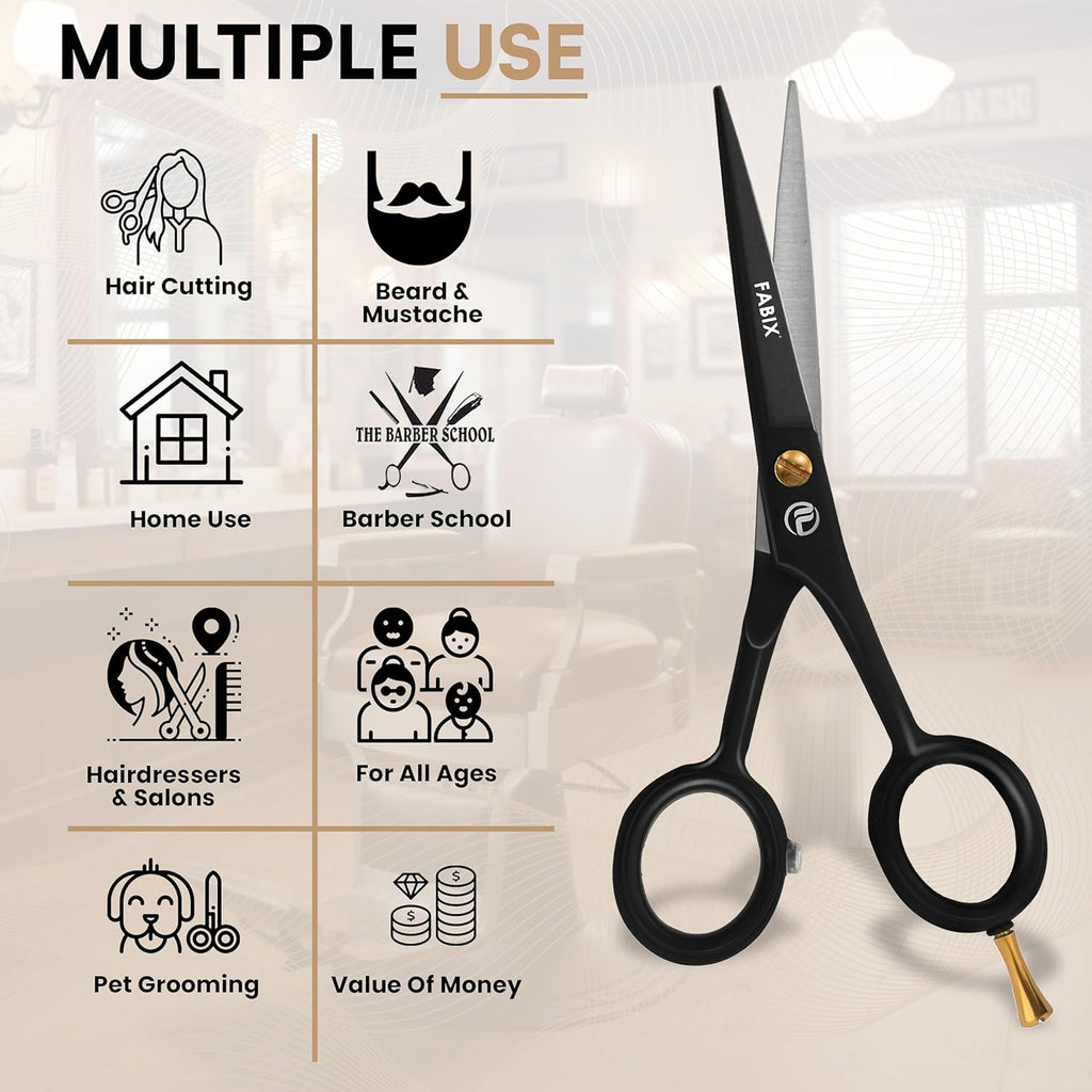 5” Professional Beard Mustache Scissors with 1 Beard Comb, 1 Mustache Comb and Travel Pouch - Perfect Beard Trimming