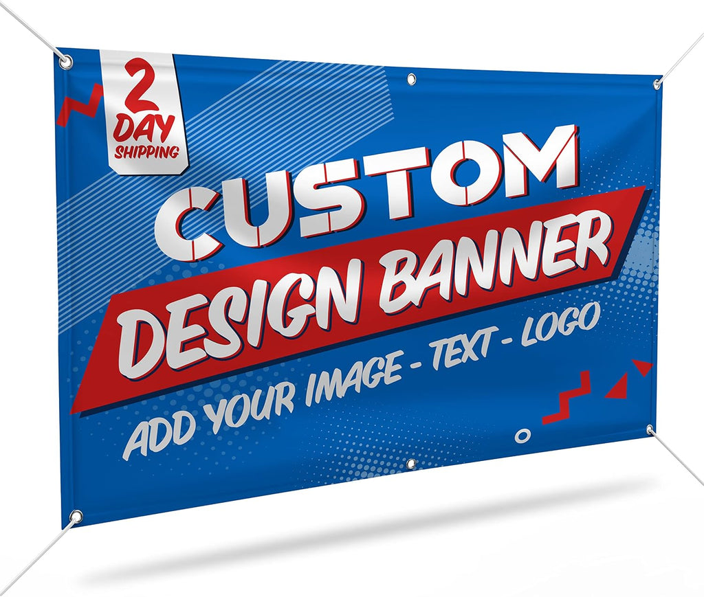 Custom Banners and Signs for Indoor Outdoor w/Any Image, Logo & Text Vinyl Banner | 5 Theme, 15 Font & 25 Background