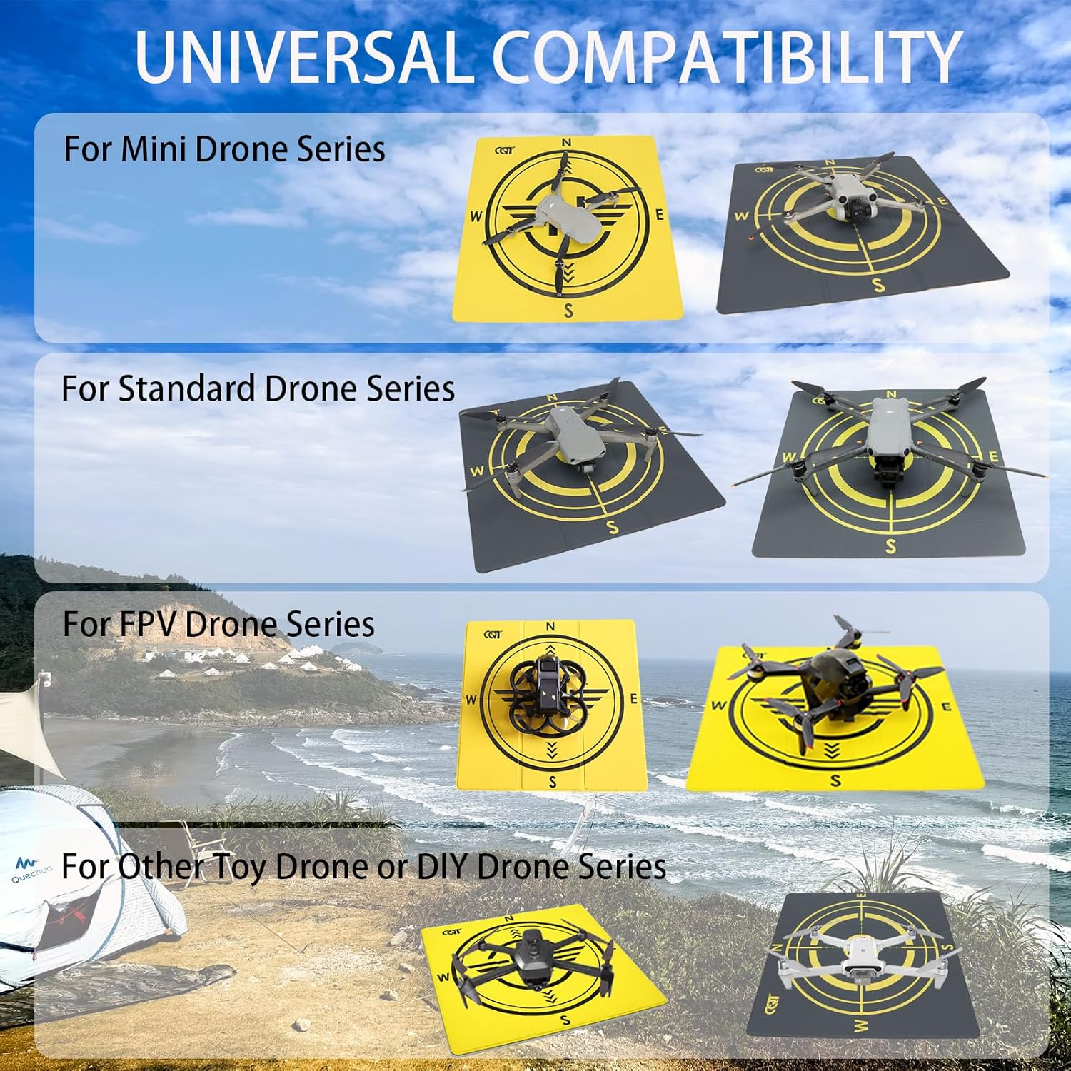 Drone Landing Pad Universal Waterproof Weighted Portable Fast-Foldable Helipad Launch for DJI Mavic 3 Pro/Mini 2