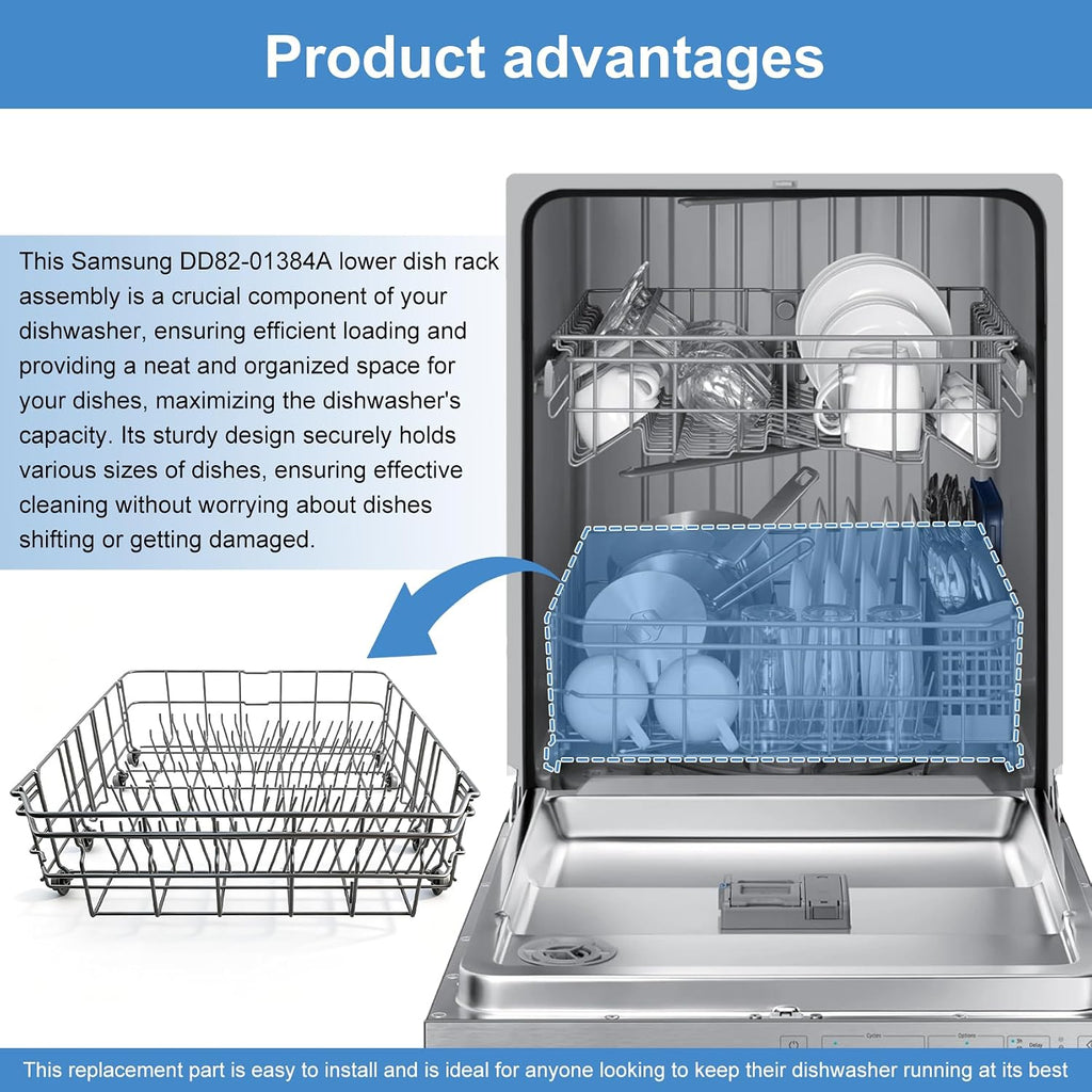 DD82-01384A Lower Dishrack Assembly for samsung Dishwasher (Some Models)