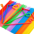 300 Pcs Colorful Flexible Plastic Straws, BPA-Free Disposable Bendy Straws, 10.2" Long and 0.23'' Diameter