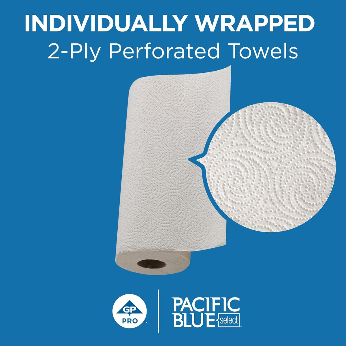 Pacific Blue Select by Georgia-Pacific PRO 2-Ply Perforated Roll Paper Towels, Individually Wrapped, White, 85 Sheets
