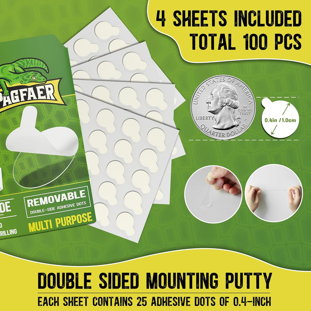 Double Sided Tape Sticky Dot Stickers 100PCS, Removable Sticky Putty No Trace Clear Tack Glue Points Dots, No Damage