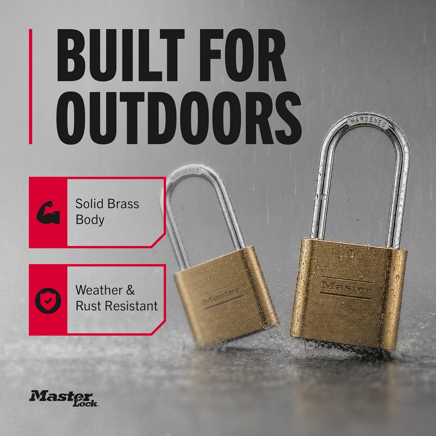 Combination Padlock Outdoor Brass Long Shackle 2-Pack 175LHEC2 | Outdoor Combination Lock For Gates, Sheds, Fences