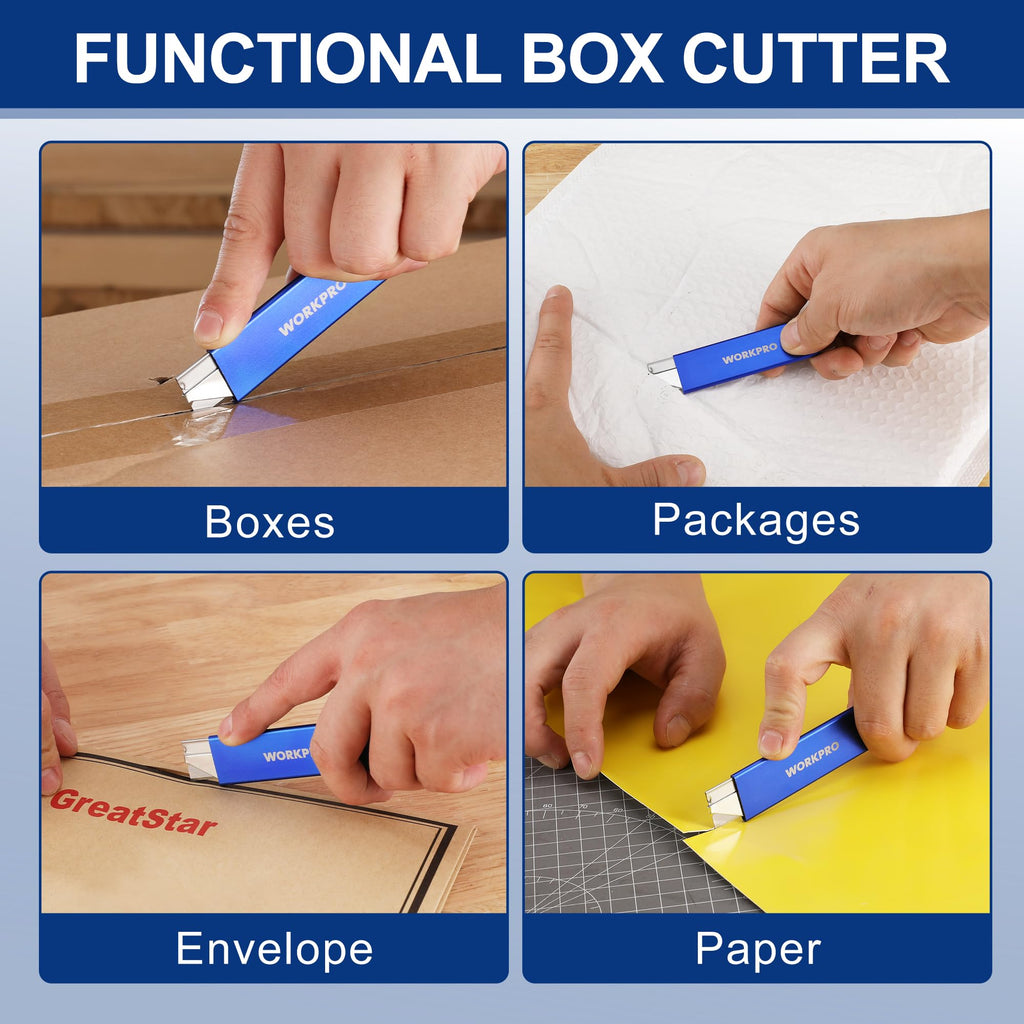 12-Pack Box Cutter Retractable, Blue