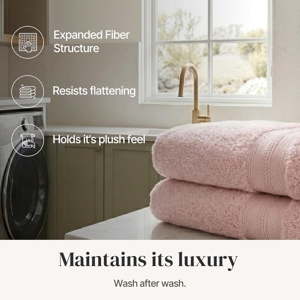Spun Loft 6-Piece 100% Combed Cotton Towel Set - Bath Towels, Hand Towels, & Washcloths - Super Absorbent & Quick Dry