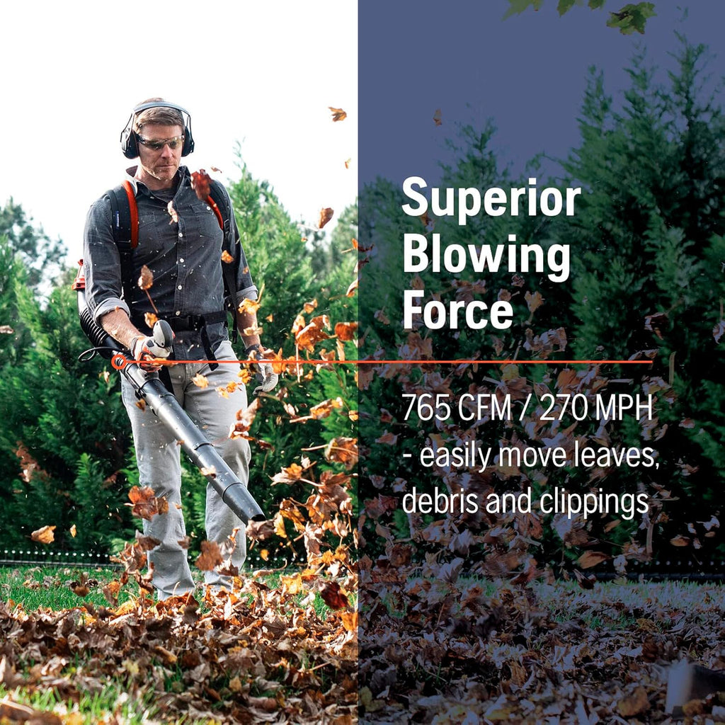 150BT Gas Leaf Blower, 51-cc 2.16-HP 2-Cycle Backpack Leaf Blower, 765-CFM, 270-MPH, 22-N Powerful Clearing