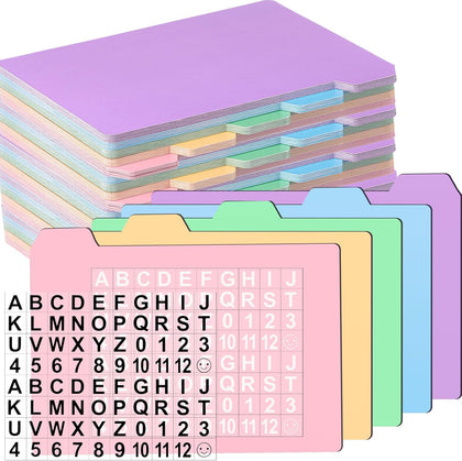 50 Pack 4 x 6 Inch Index Card Dividers with 2 Number Alphabet Sticker with Tab, Dry Erase Index Card Guide Set, Photo