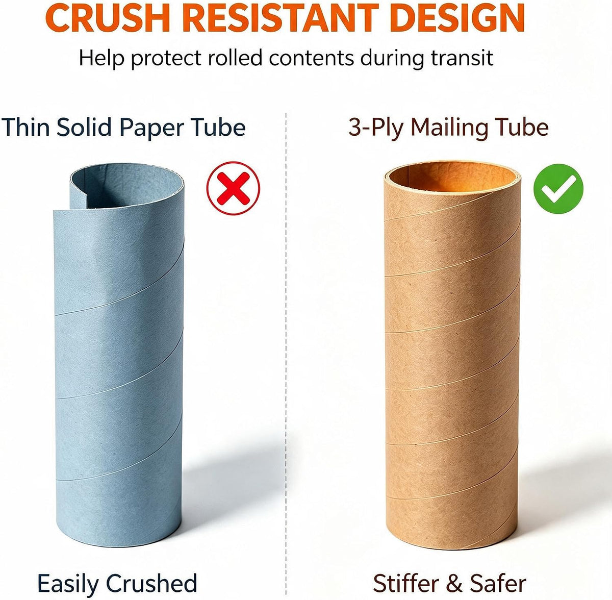 3"x15" Mailing Tubes with Caps, 8 Pack Cardboard Shipping Tube