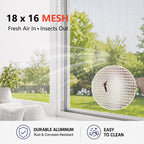 Aluminum Window Screen Mesh Roll, 36 in x 50 ft, 18x16 Mesh,Silver