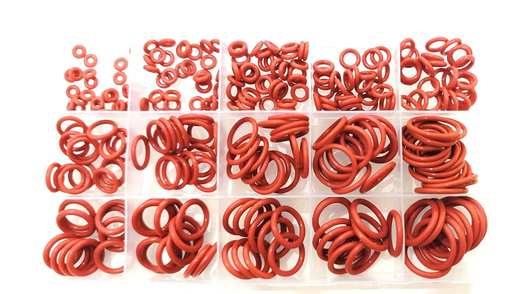 Silicone Rubber O-Ring Combination kit 225 Pieces (red)