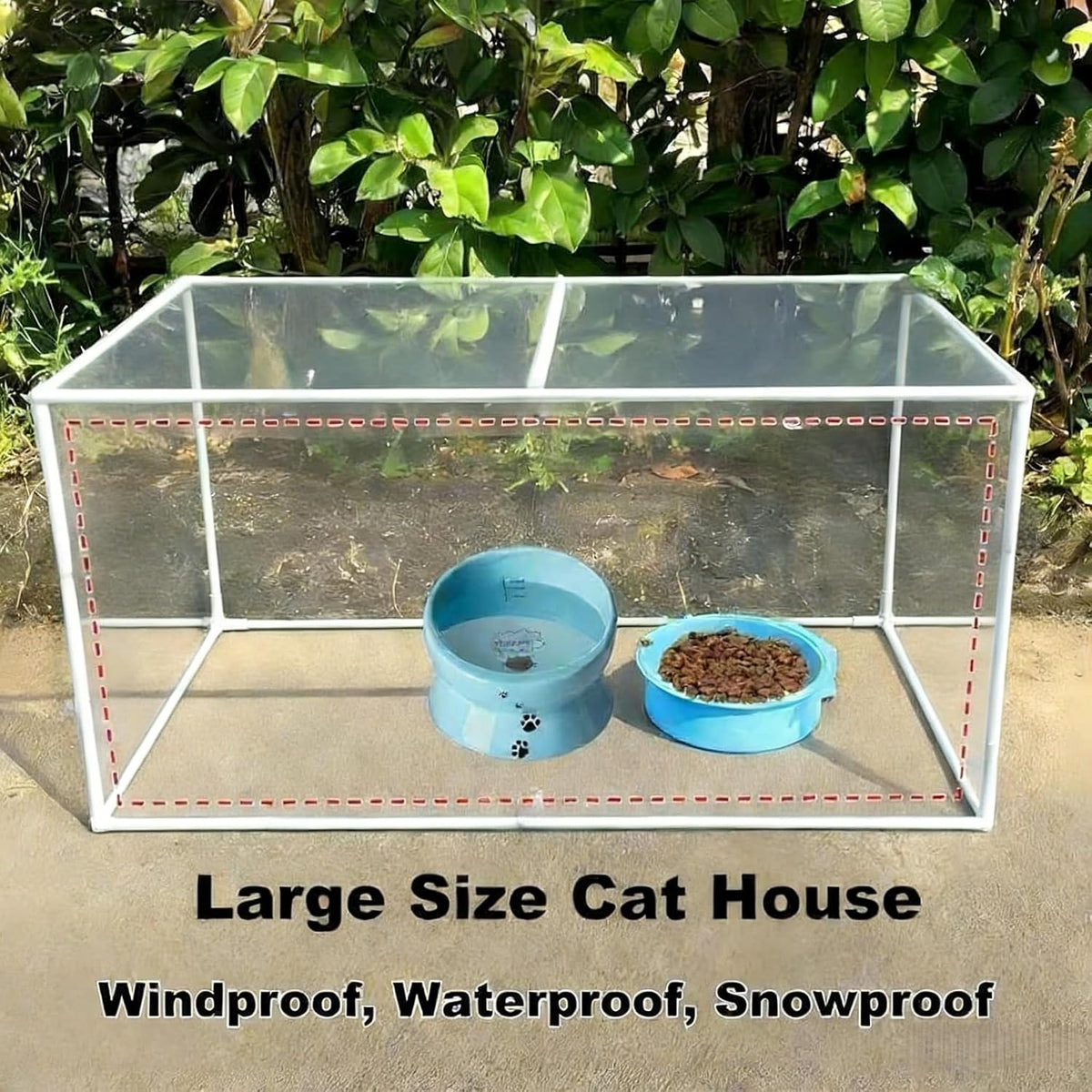Large Outdoor Cat House, Weatherproof cat House for Outdoor Cats, Durable and Cold-Proof and Windproof Transparent