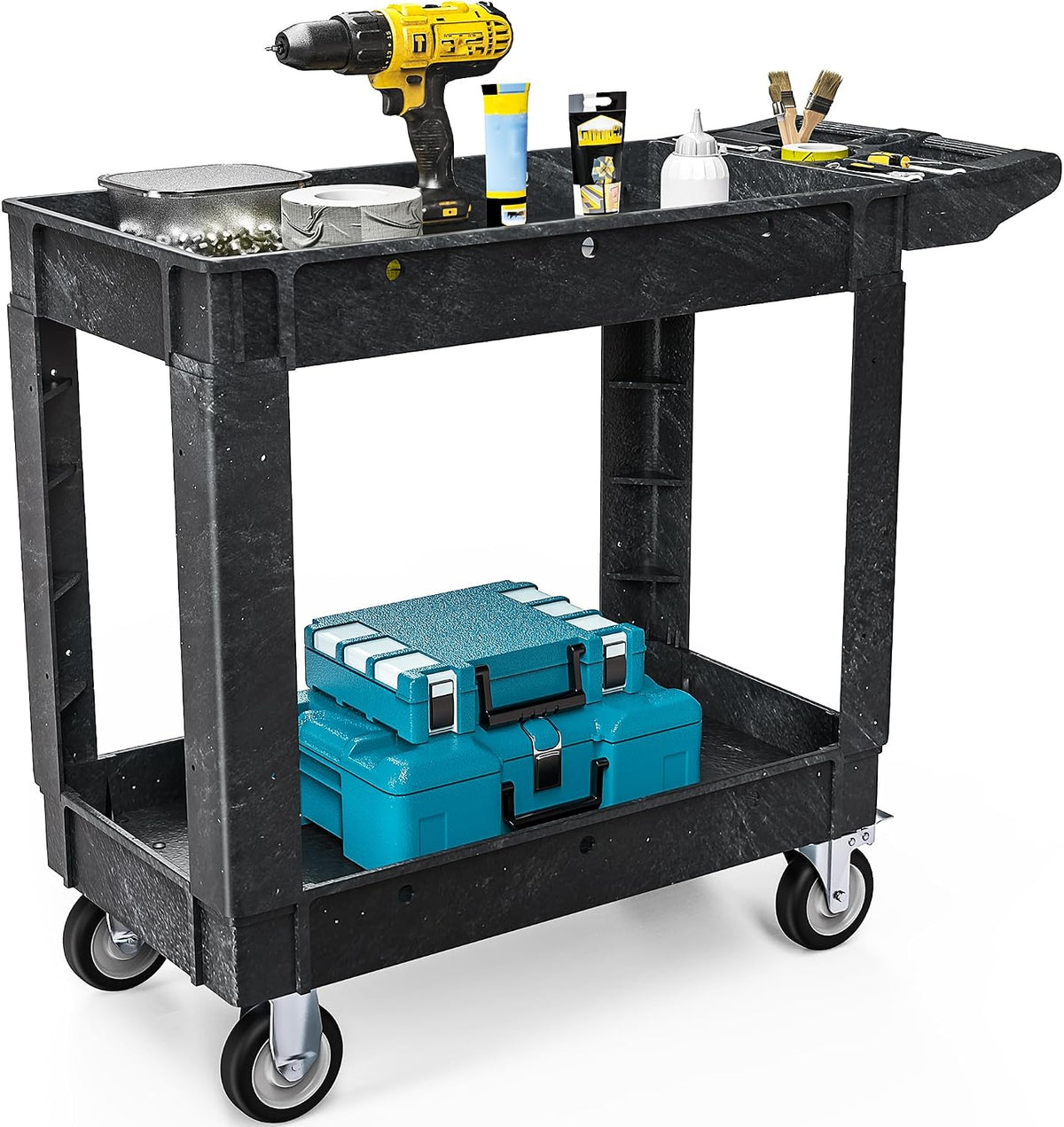 40 x 17 in Heavy Duty Rolling Utility Cart on Wheels Black