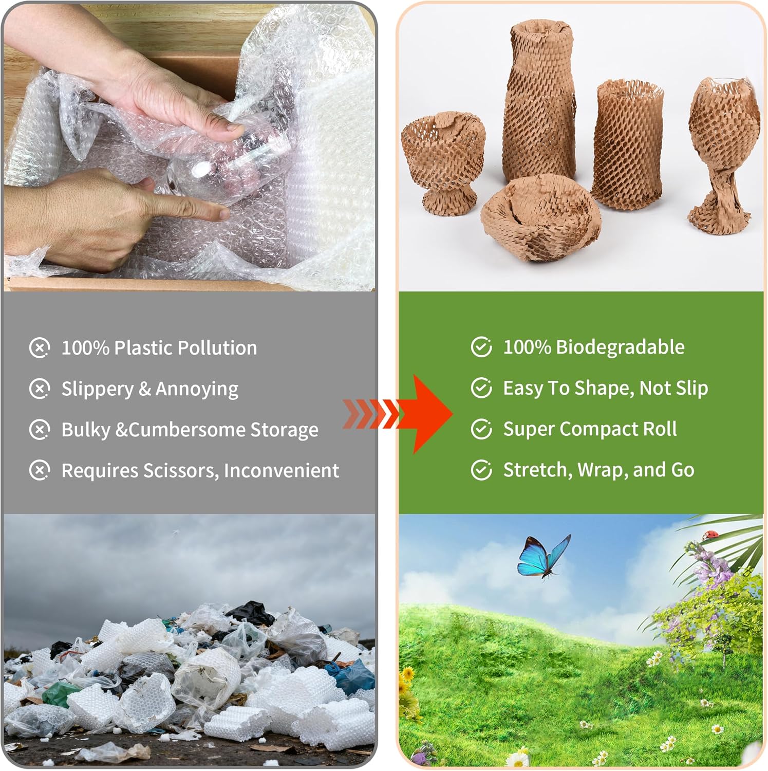 Honeycomb Packing Paper 12" x 55 ft - Eco-Friendly Cushioning Wrap for Moving, Shipping, and Packaging | Recyclable