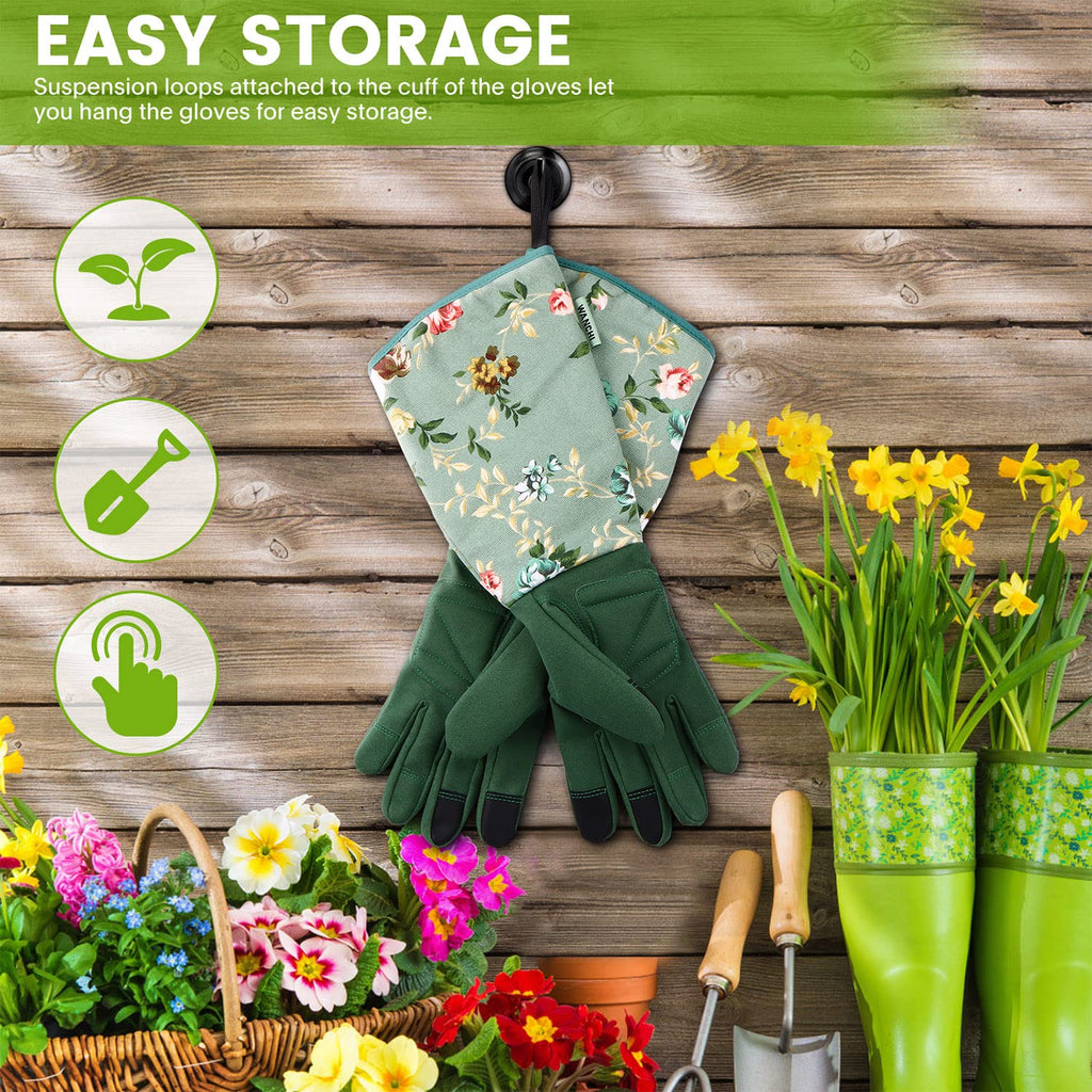 Gardening Gloves, Durable and Comfortable Women's Long Garden Gloves for Gardening Work and Yard Work, Leather