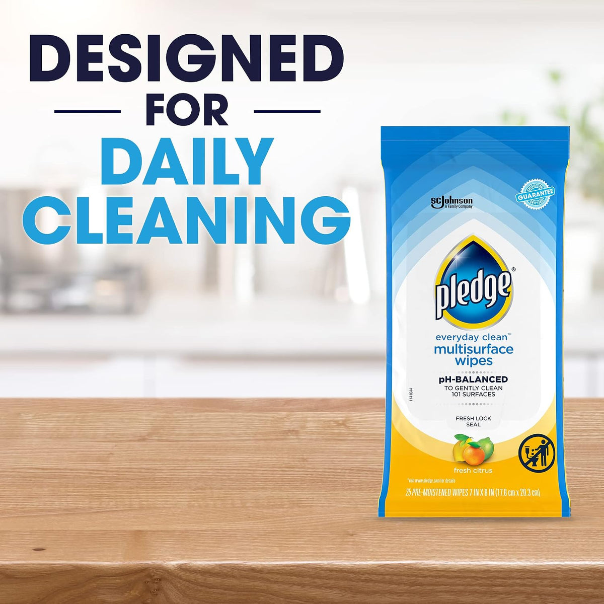 pH Balanced Multi Surface Cleaning Wipes, Fresh Citrus, 25 Ct, 4 pk