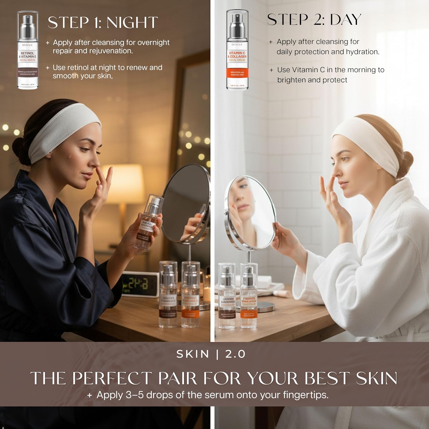 Retinol & Vitamin E + Collagen & Vitamin C Serum For Face – Dermatologist Tested, Anti Aging, Korean Skin Care –