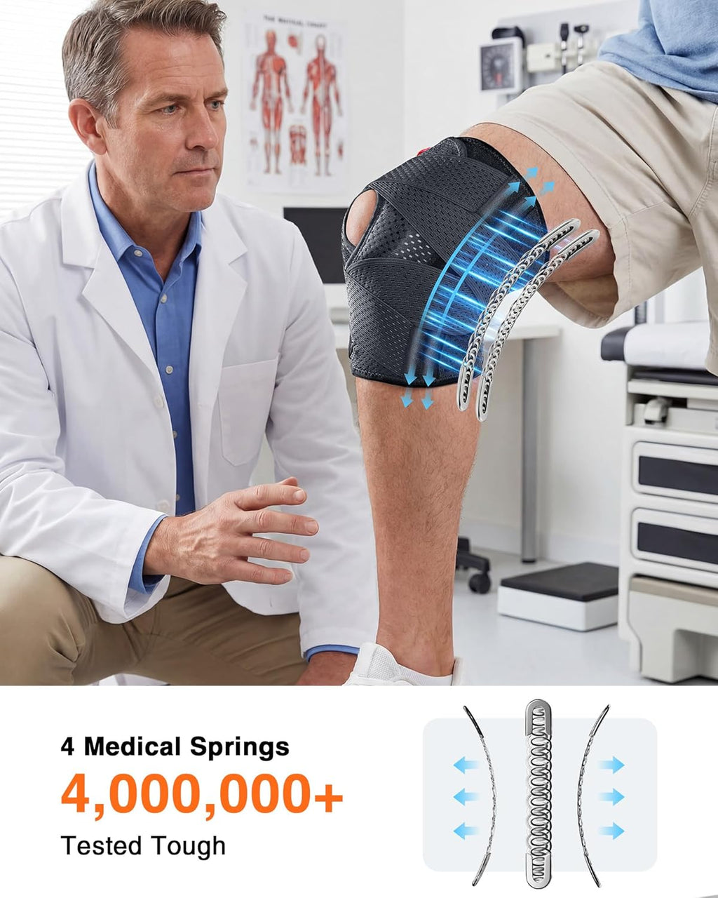 Upgraded Medical-Grade Knee Brace for Women and Men,[Ultra Breathable & V-Straps] Knee Support with Side