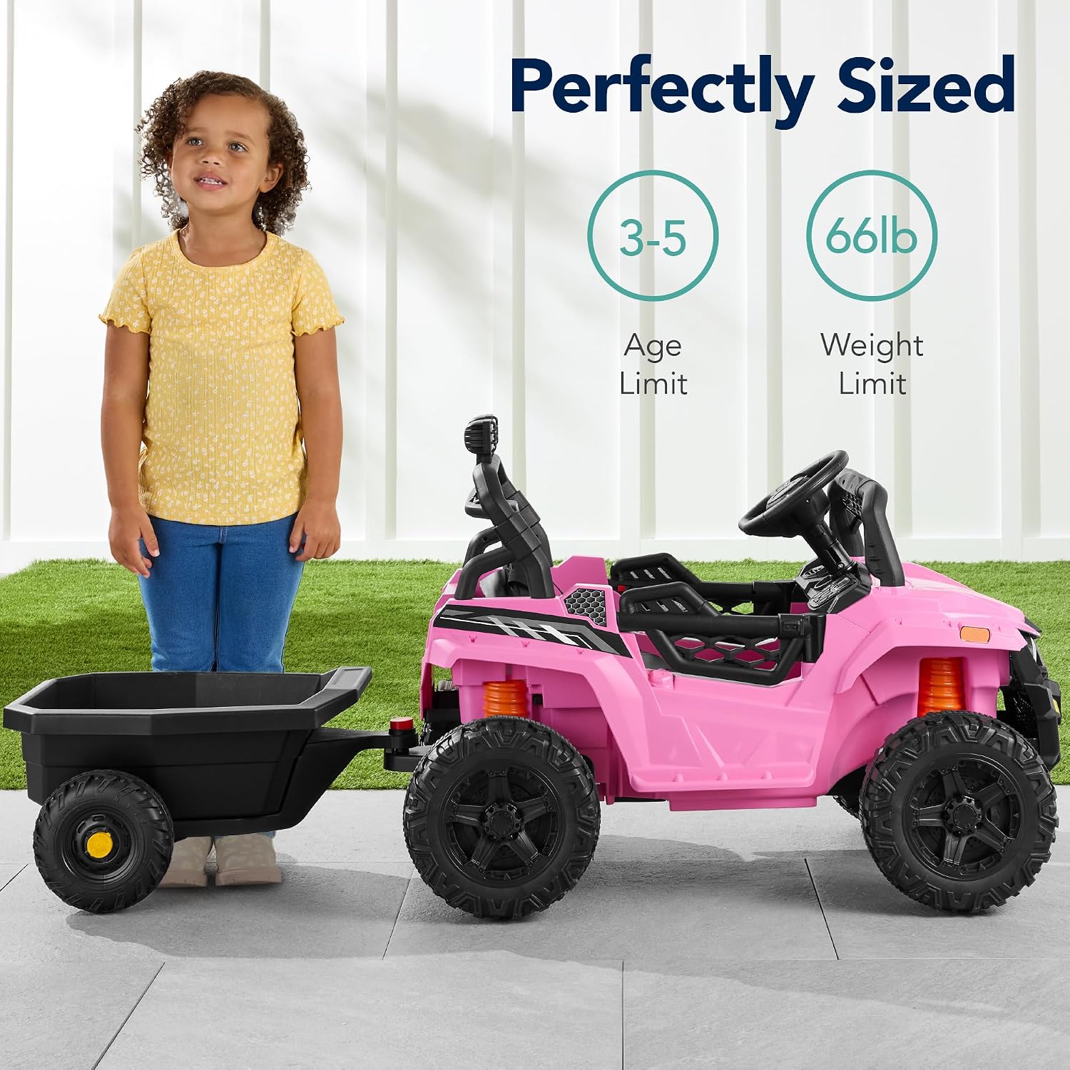 Best Choice Products Kids 12V Electric Ride On UTV Car and Trailer w/Parent Control, LED Lights, 2 Speeds, Bluetooth