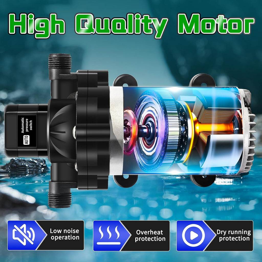 12V Fresh Water Pump,2088-403-144/2088-554-144 Diaphragm RV Pump,45 PSI 3.5 Gallons Per Minute RV Water Pump with 1/2MNPT Connection for Agricultural Spraying RV Marine Yacht