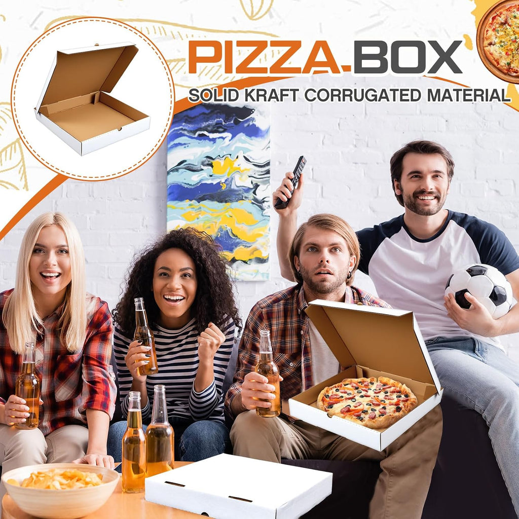 10 Pcs Corrugated Pizza Boxes 12 x 12 Inches, White