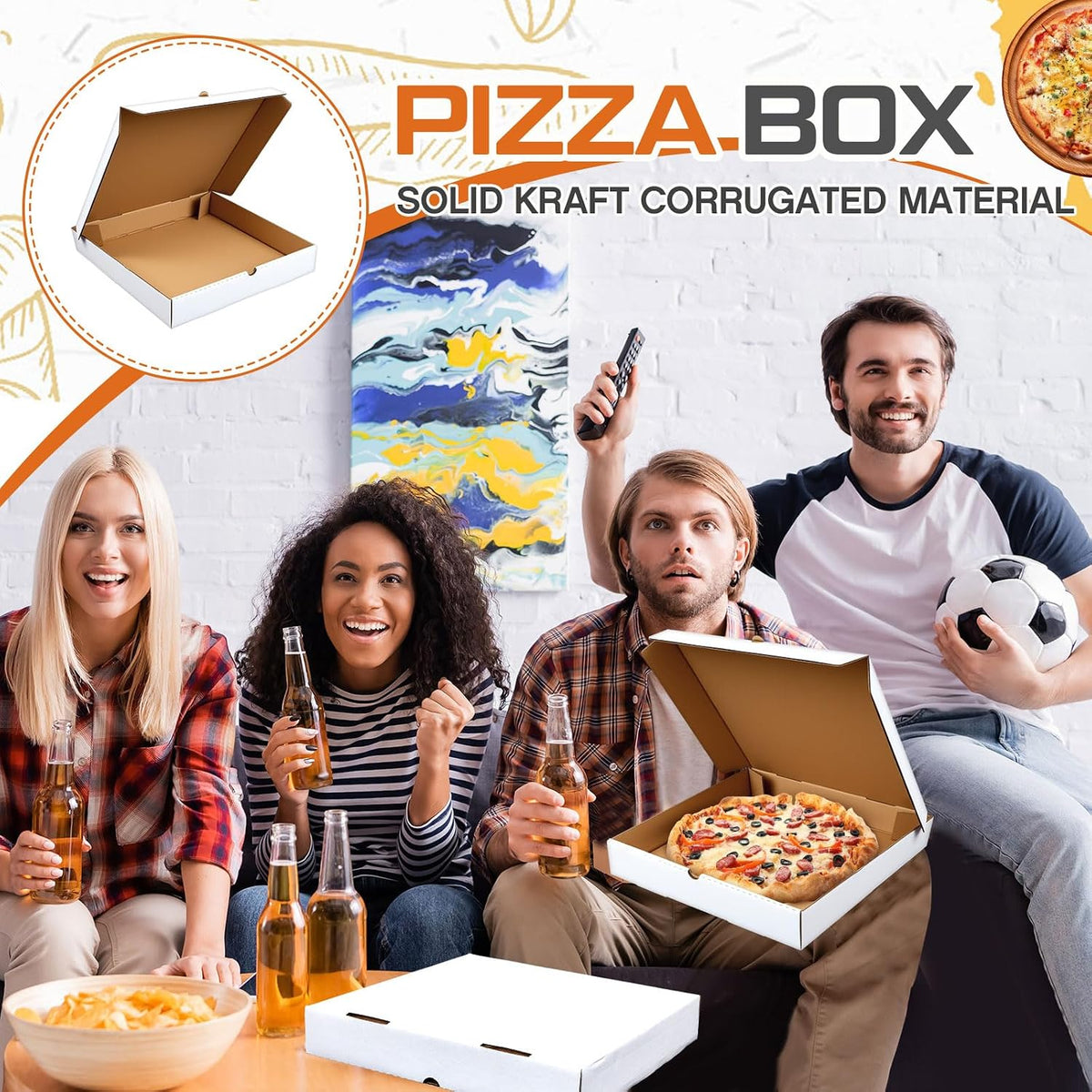 10 Pcs Corrugated Pizza Boxes 12 x 12 Inches, White