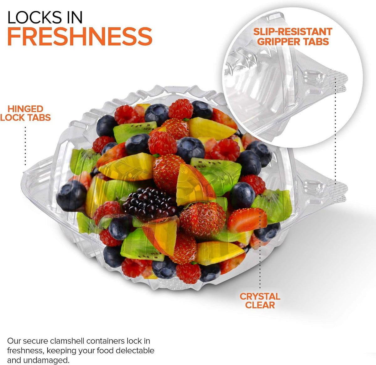 Disposable Plastic To Go Containers with Clear Lids (100 Pack) Fancy Hinged Top Square Clamshell Food Boxes for Take