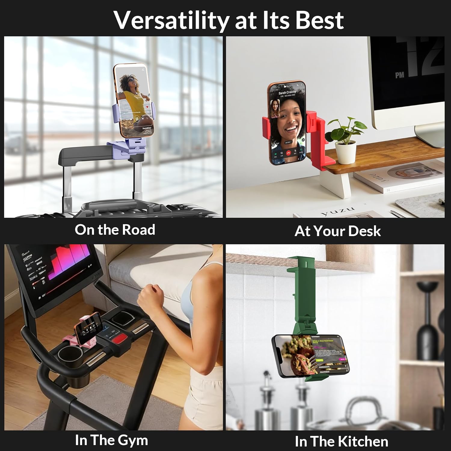 Universal in Flight Airplane Phone Holder Mount. Hands Free Viewing with Multi-Directional Dual 360 Degree Rotation.