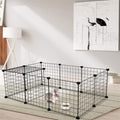 12 x Metal Panels (14 x 14)，Pet Playpen Exercise Cage, DIY Metal Wire Fence, Indoor Small Animal Enclosure, Black