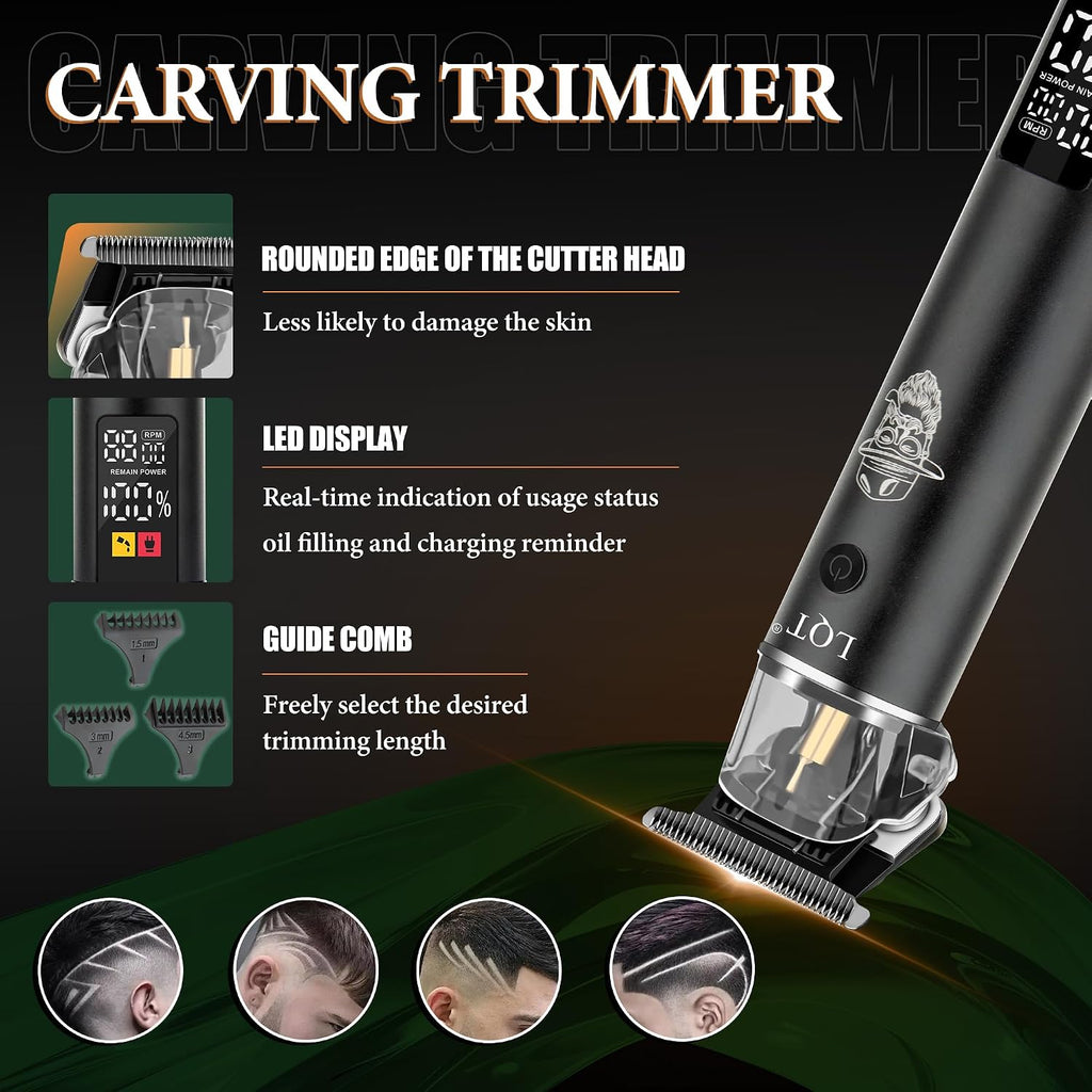 Professional Barber Kit for Men, Cordless Hair Clipper, Trimmer & Shaver Set with LED Display, USB-C Rechargeable