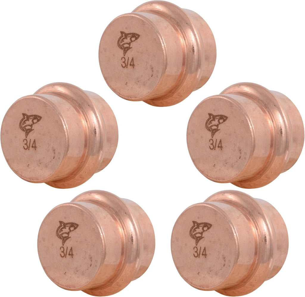 SharkBite 3/4 Inch End Cap, Copper Press Plumbing Fitting, Pack of 5, UPR518X5